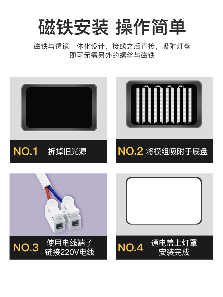 佛山照明LED改造灯条长条灯板方形客厅灯吸顶灯替换光源超亮节能 - 图2