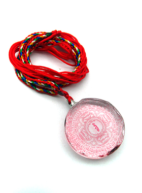 YC2832晶莹剔透金元宝增福咒水晶五彩金刚绳随身防水佛咒小吊坠