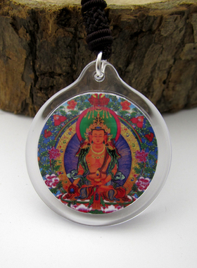 YC337新款透明亚克力地藏菩萨唐卡心咒藏地法会双面佛像吊坠定制