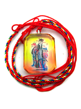 YC2536晶莹剔透财神爷菩萨人造水晶像五彩金刚绳随身防水吊坠定制