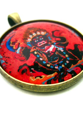 YC6302精品二臂玛哈嘎拉唐卡佛牌吊坠藏地法会结缘饰品定做图案