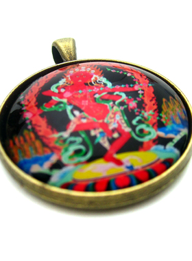 YC6330精品作明佛母唐卡古青铜合金佛牌吊坠藏地法会结缘小饰品