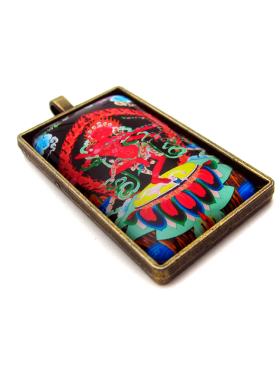 YC4859新款大号长方作明佛母唐卡古青铜佛牌挂坠法会结缘吊坠定制