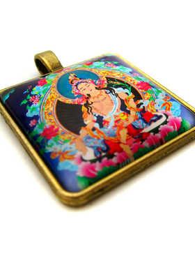 YC308精品财源天母古青铜合金唐卡佛牌吊坠藏地法会结缘挂坠定制