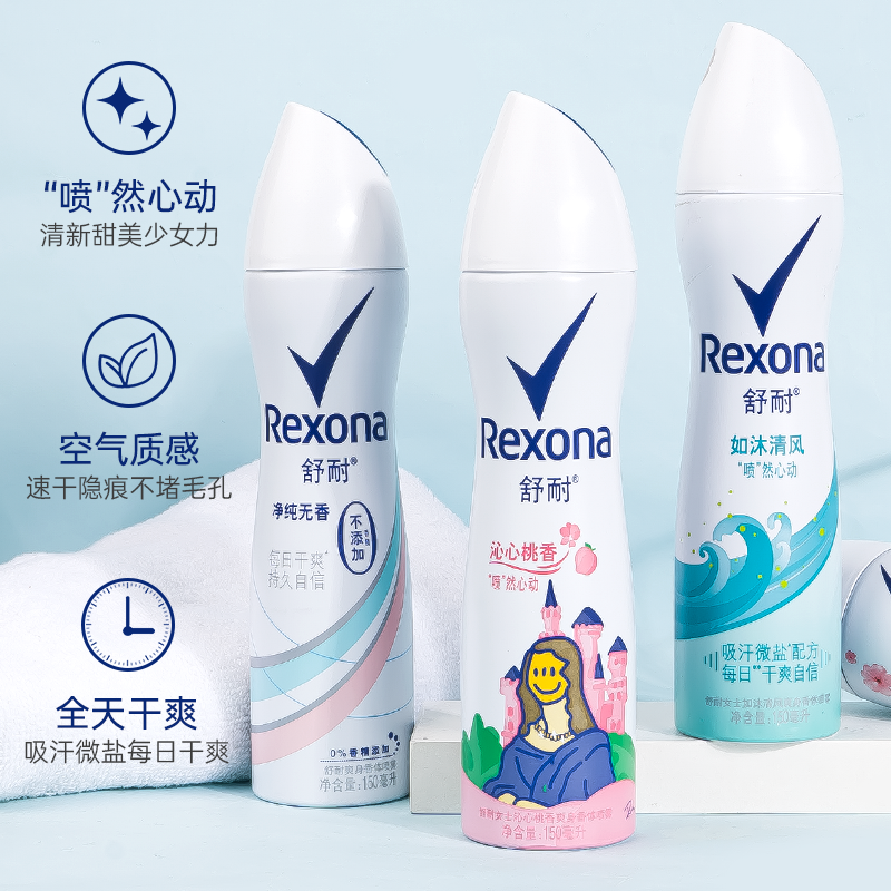 Rexona舒耐止汗喷雾男女士持久清爽全身消除腋下异味香体走珠露-图2