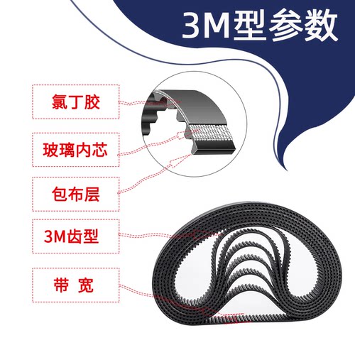 橡胶同步带 HTD3M-462/465/468/471/474/477 圆弧齿传动带齿距3mm - 图0