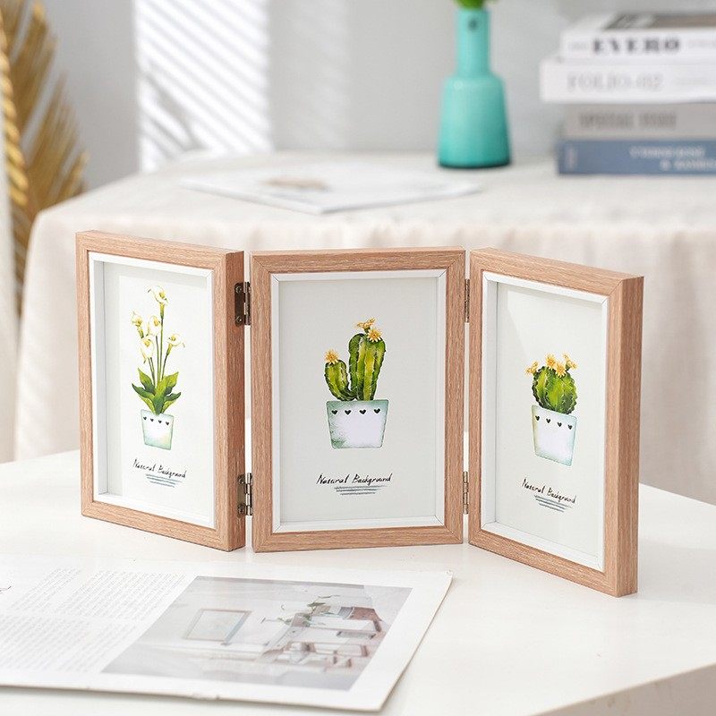 创意木质相框两联三联四连6/7寸8寸双面折叠相架文艺风相片框摆台,淘宝优惠券,粉丝福利购,淘宝优惠卷