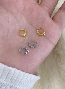 小耳扣通体纯银小耳圈通勤耳饰老钱风精致圈圈耳环女耳骨钉耳骨环