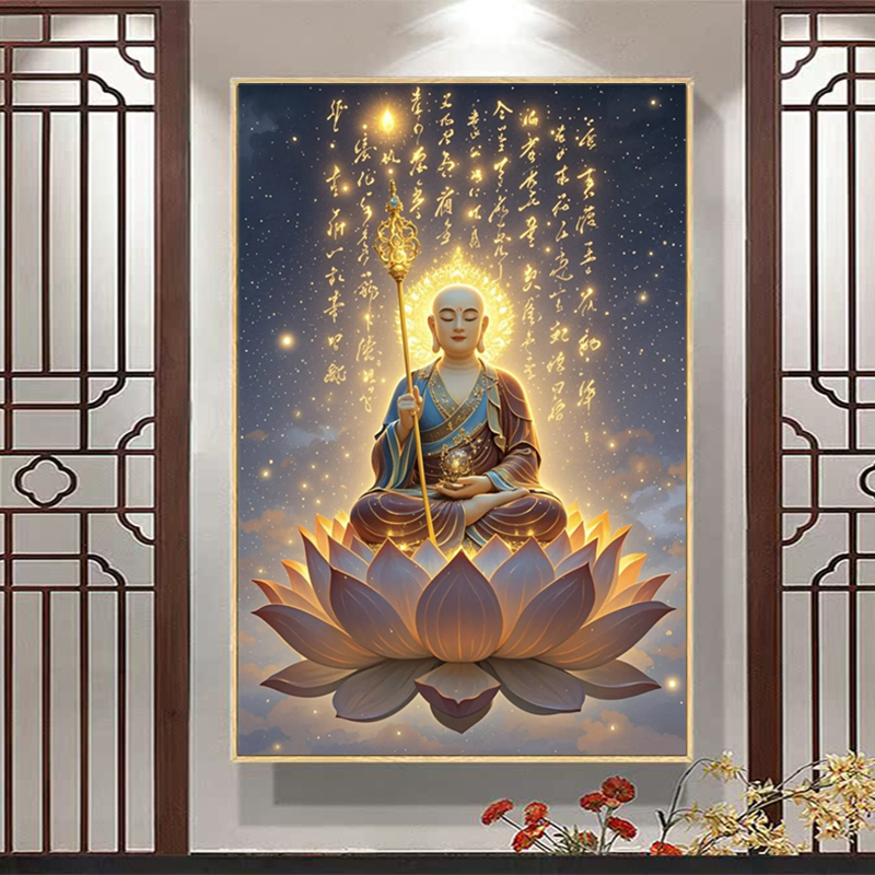 地藏王菩萨十字绣2025新款线绣佛像客厅过道玄关简单手工刺绣满绣 - 图2