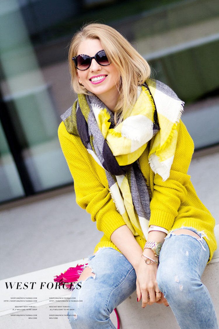 欧美经典英伦绿色格子围巾女秋冬文艺保暖柔软三角巾披肩围巾两用,淘宝优惠券,粉丝福利购,淘宝优惠卷