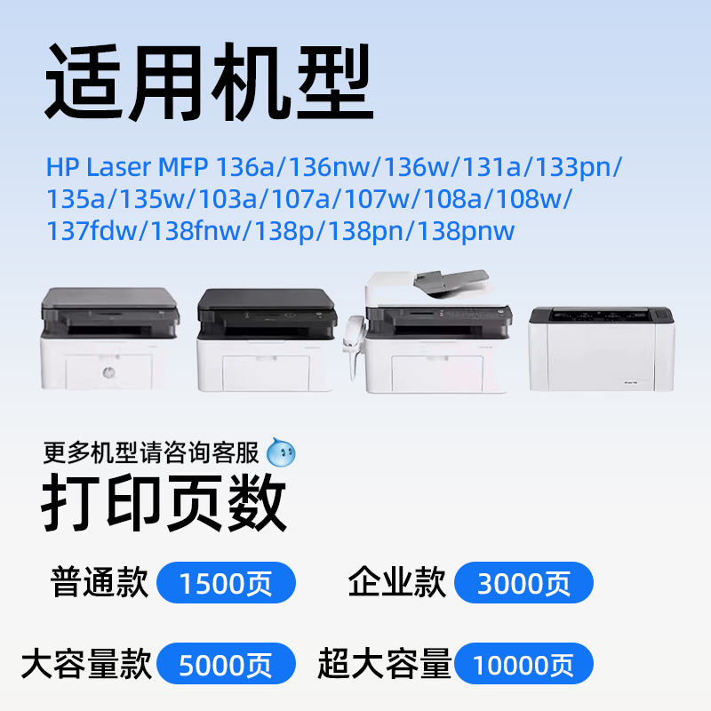 惠普136w硒鼓hp110a m136a 108a易加粉mfp136nw w1110a碳粉108w 138p/pn/pnw粉盒 惠普110硒鼓 - 图0