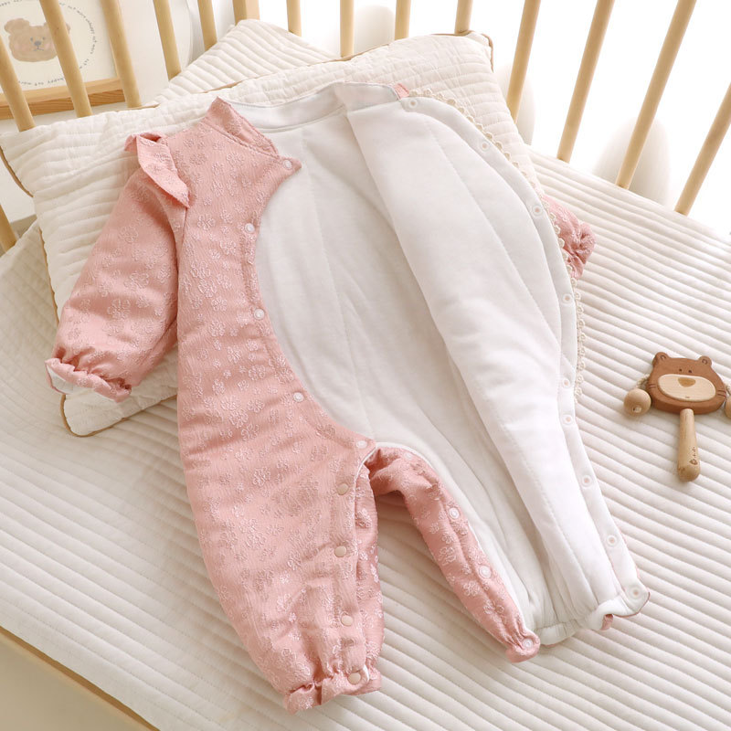 品牌撤柜清仓秋冬婴儿连体衣棉袄夹棉加厚新生儿棉服中国风旗袍 - 图3