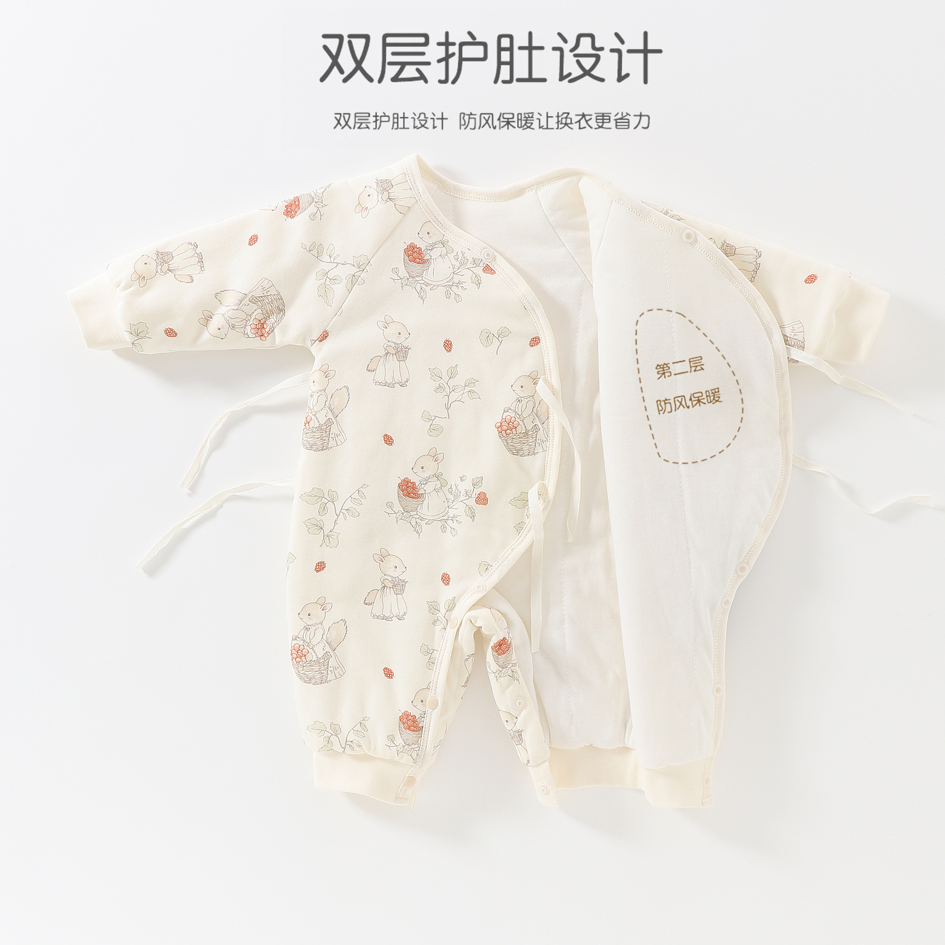 品牌撤柜清仓新生婴儿秋冬蝴蝶衣80g夹棉初生宝宝加厚纯棉连体衣 - 图3