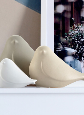 北欧抽象鸟摆设陶瓷时尚橱窗创意
