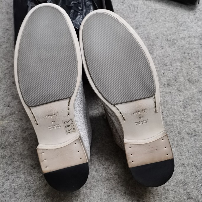 德国采购Marsell白色做旧软面皮复古平底中性圆头单皮鞋德比鞋 - 图1