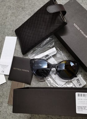 美国BOTTEGA VENETA BV0148深灰透明框深灰镜片女超大太阳镜墨镜