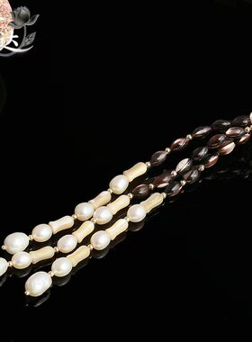 LINGLADY小香风珍珠水晶项链女多层串珠流苏吊坠包链条配件