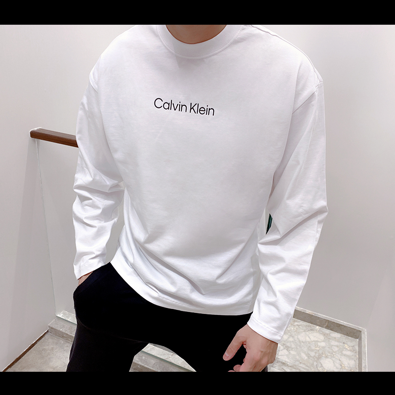 Calvin Klein CK男士秋季圆领纯棉长袖T恤印花时尚休闲打底CM3-68