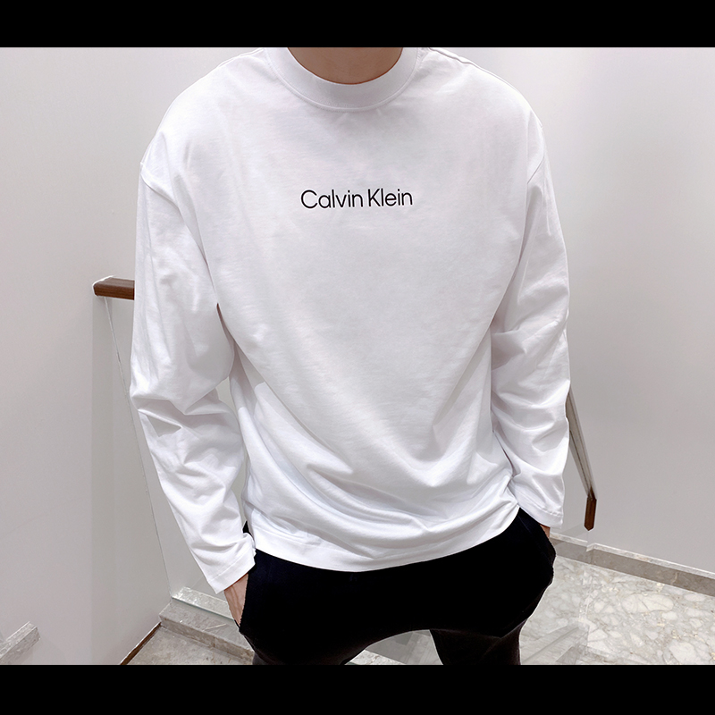 Calvin Klein CK男士秋季圆领纯棉长袖T恤印花时尚休闲打底CM3-68 - 图1