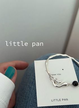 925纯银黑色圆珠韩国ins小众手链