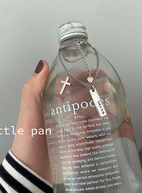 littlepan纯银十字架字母牌项链