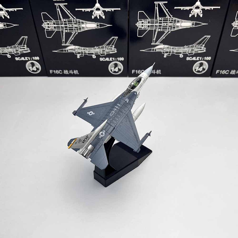 Amer 1/100美军F16合金战斗机F-16C合金仿真静态飞机军事模型摆件-图1