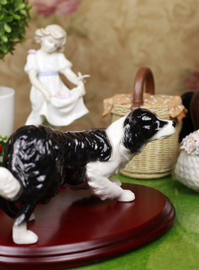 英国陶瓷田园风生日礼品仿真狗
