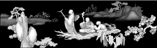 0464山水人物达摩渡江浮雕精雕JDP灰度BMP格式木雕图 - 图1