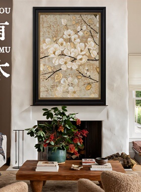法式中古风纯手绘油画客厅玄关