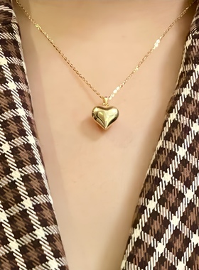 SeeSea 韩系街拍INS风桃心S925纯包金小众随性项链锁骨链