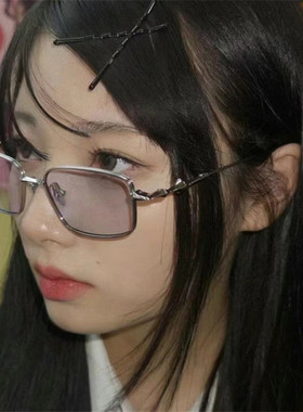 方形复古男女淡蓝色太阳镜