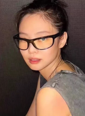 jennie同款黑框水银色墨镜高级感