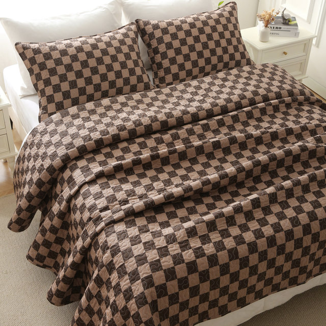 Double-sided cotton bed cover three-piece set cotton bed sheet pure cotton summer quilt air conditioner quilted quilt tatami four-season model
