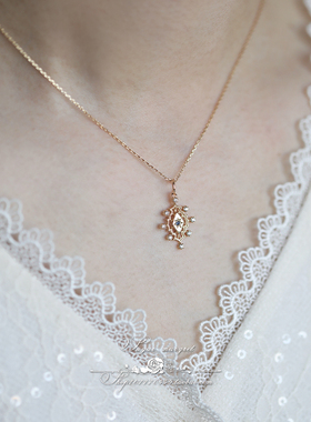 镂空雕花925纯银镀金吊坠