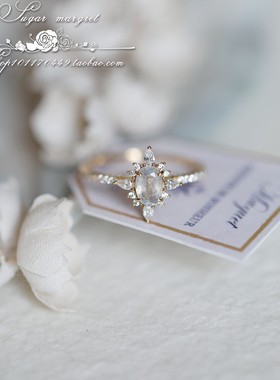 拉长石女925银复古宫廷冷艳戒指