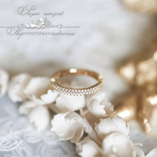 Glimmer 微光  精致双层钻整圈钻 气质款 925纯银镀金戒指 - 图2