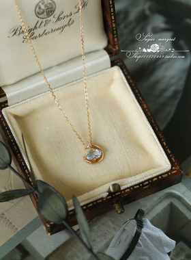 项链925纯银纯美十字链女海蓝宝