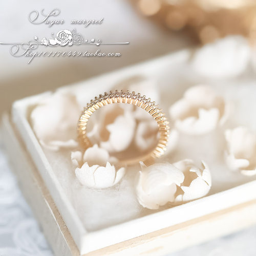 Glimmer 微光  精致双层钻整圈钻 气质款 925纯银镀金戒指 - 图1