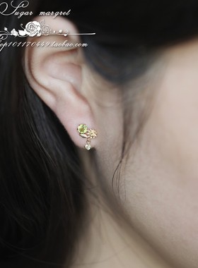 mini天然橄榄石925纯银镀金