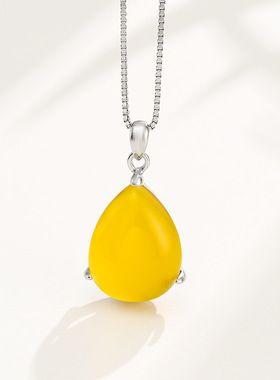 水滴吊坠空托925纯银项链坠扣头diy饰品配件小众设计翡翠蜜蜡银托