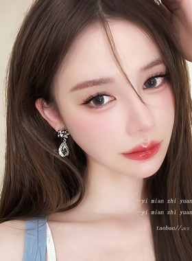 锆石水滴耳钉轻奢耳环名媛耳饰女