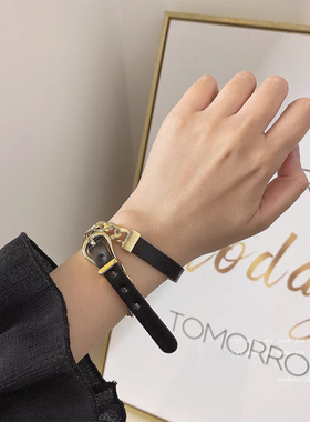 黑色脖颈链皮革choker颈圈朋克风