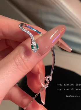 甜酷辣妹镶钻小蛇耳钉耳挂独特