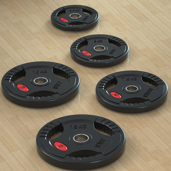 Barbell piece 5/10kg 20kg three-hole hand grab bag iron large hole dumbbell piece rubber Olympic pole weightlifting home fitness