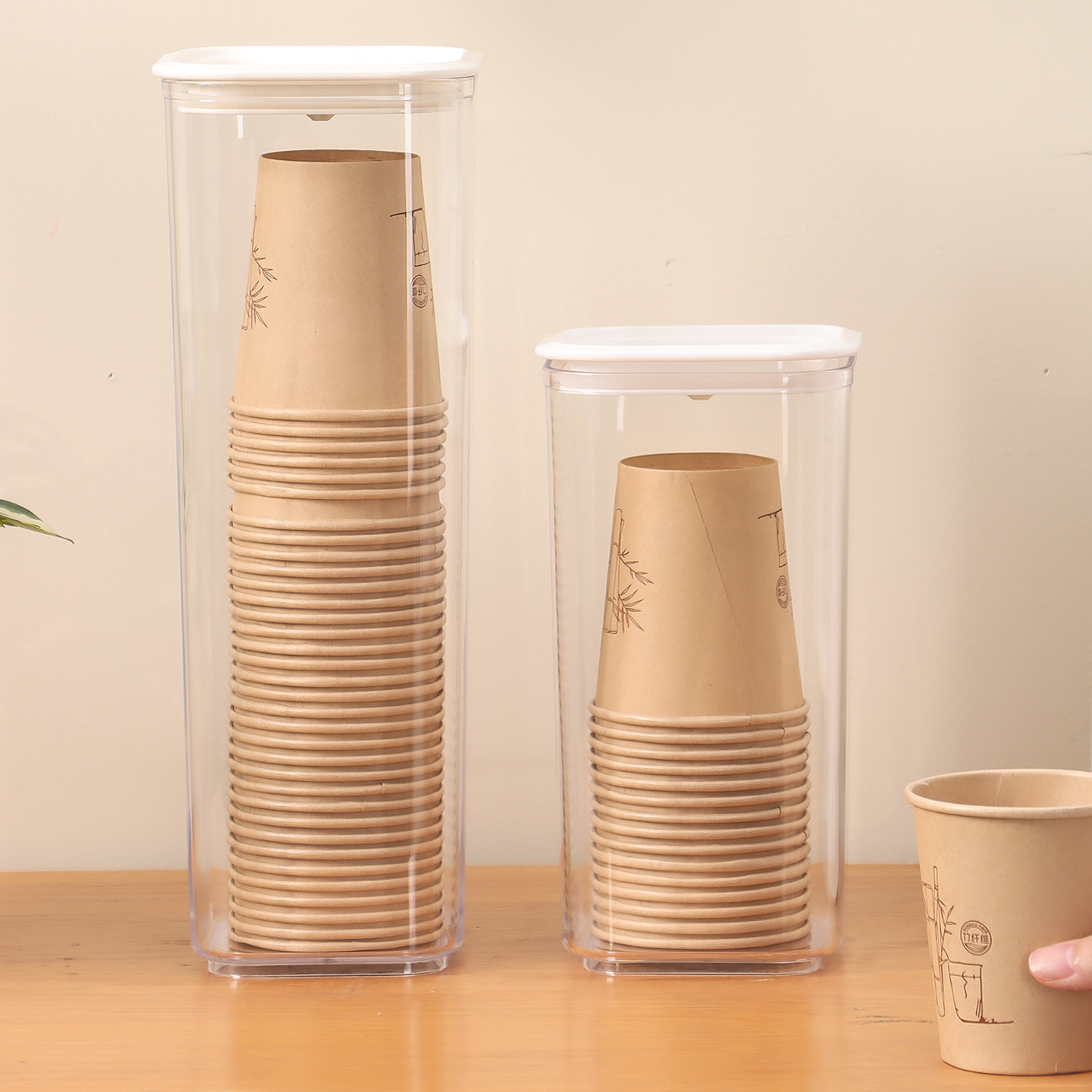 日本一次性杯子收纳盒防尘桌面放纸杯餐边柜置物架水杯专用取杯器,淘宝优惠券,粉丝福利购,淘宝优惠卷