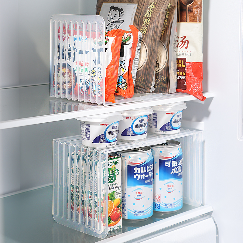 日本进口冰箱分隔板组合食物冷藏分格层收纳支架可伸缩整理置物架 - 图2