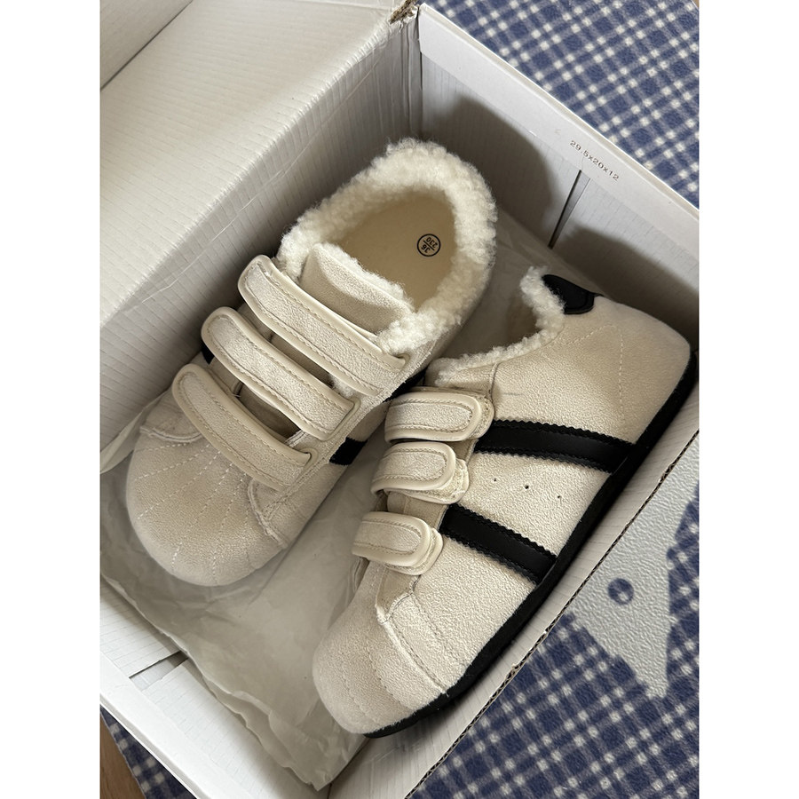 冬季加绒魔术贴女鞋复古百搭休闲厚底板鞋女2025新款秋冬女士棉鞋,淘宝优惠券,粉丝福利购,淘宝优惠卷