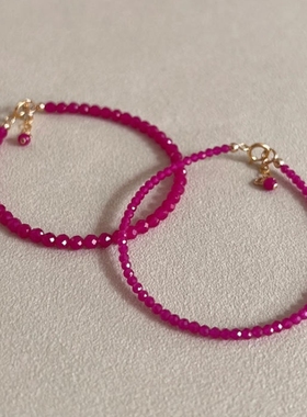 天然红刚玉手链女款简约精致红宝石手串男小众高级轻奢时尚百搭