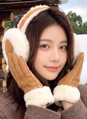 冬季麂皮绒可折叠保暖耳罩女款