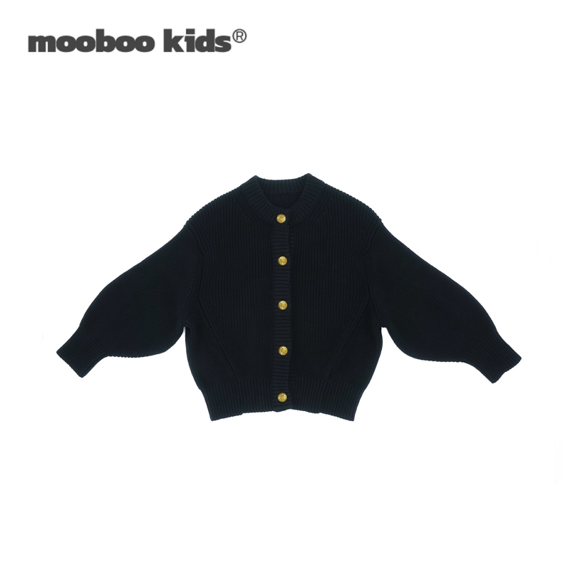 墨宝童装 MoobooKids_秋冬百搭黑色毛衣金扣子开衫 - 图3